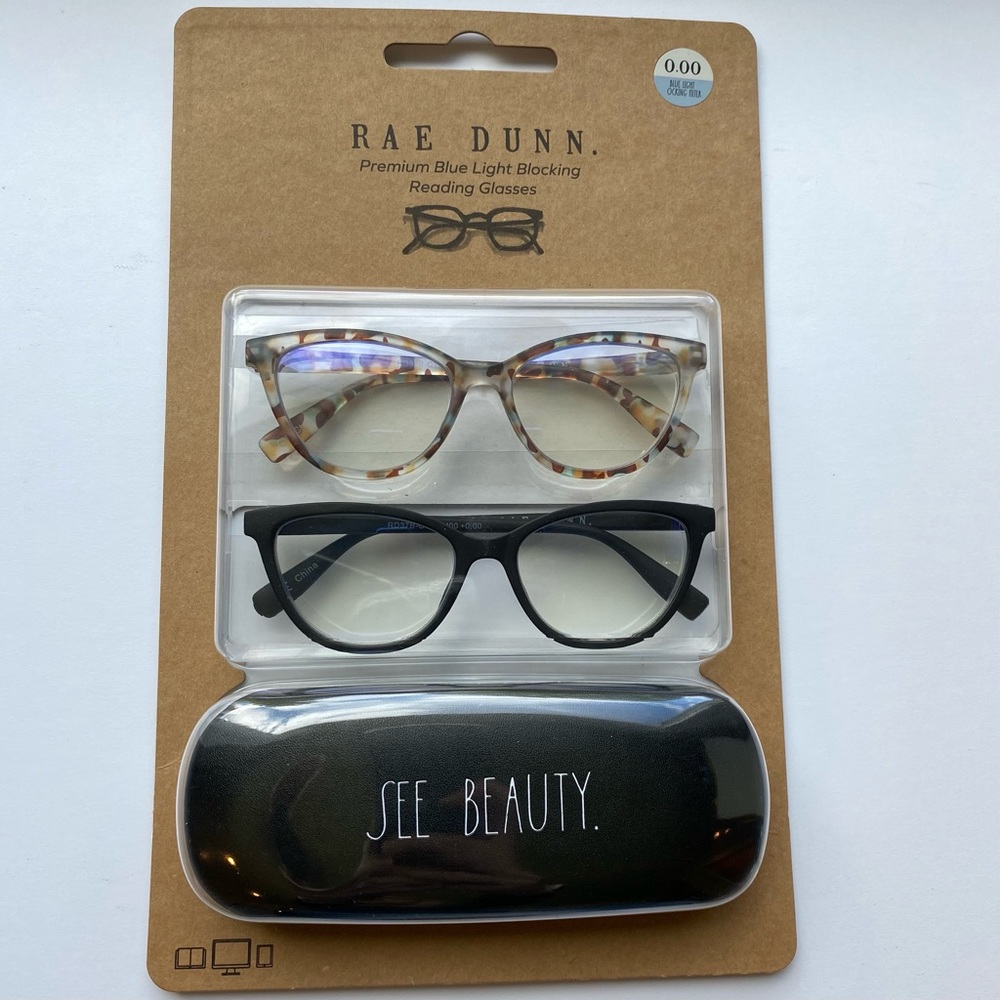 NEW Rae Dunn Blue Light Glasses with Case